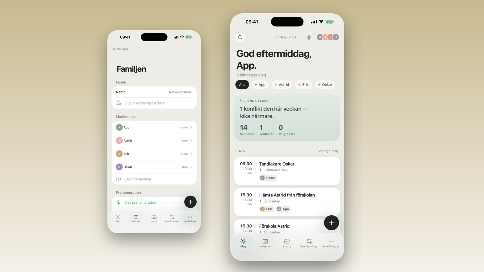 Skærmbillede af FamilyBoards notifikationsindstillinger for dagssammendrag